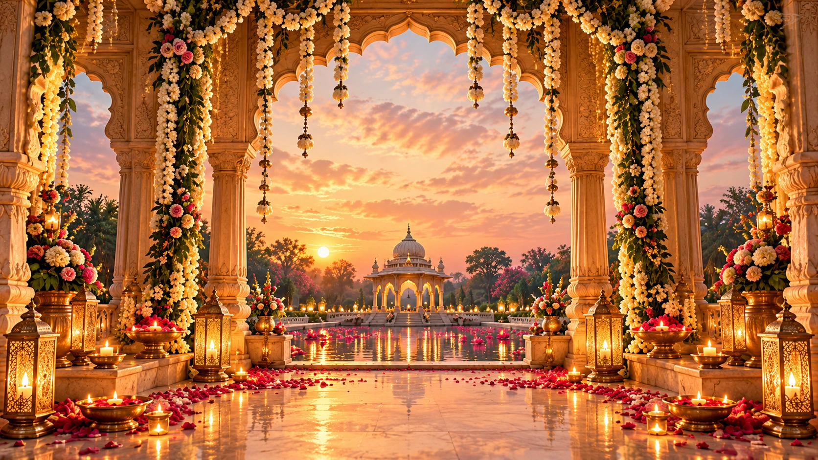 Cinematic wedding invitation scene